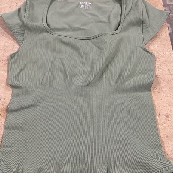 Bodysuits Sexy Ribbed One Piece Square Neck Short Sleeve Bodysuits L - Picture 4 of 4